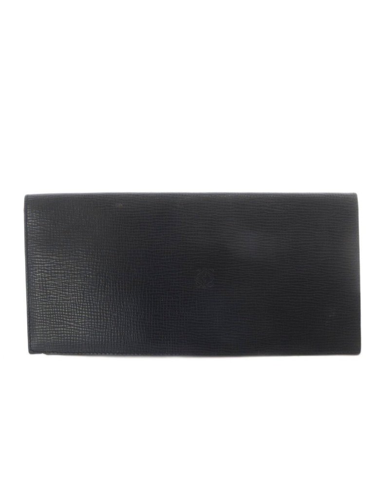 Loewe Wallet No Coin Purse Billfold Leather Logo Black